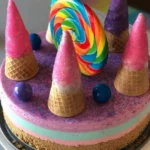 Colorful Unicorn Rice Krispy Cheesecake Recipe finished dish
