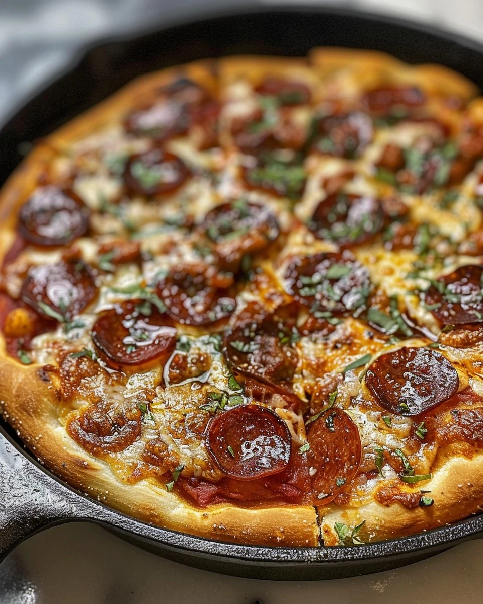 Craft Perfect CAST IRON SKILLET PIZZA at Home finished dish