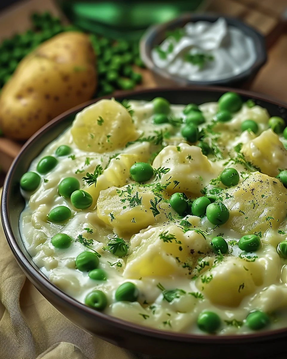 Creamed Peas and Potatoes: A Classic Comfort Dish finished dish