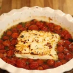 Creamy Baked Feta with Olives and Sun-Dried Tomatoes finished dish