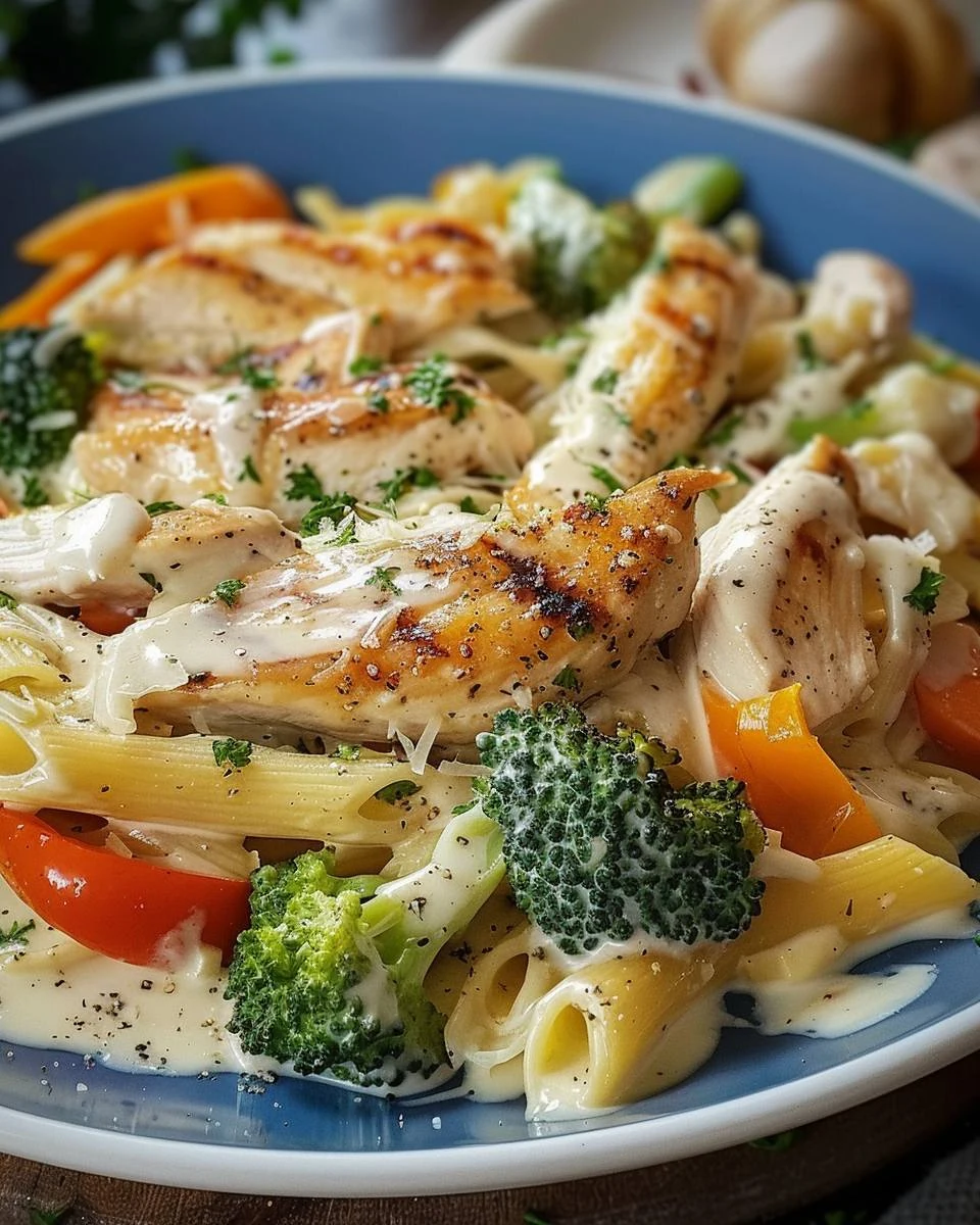 Creamy Chicken Primavera Recipe for a Family Meal finished dish