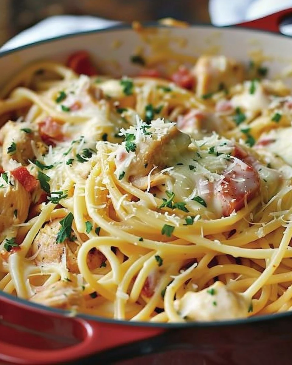 Creamy Chicken Spaghetti Recipe You’ll Love finished dish