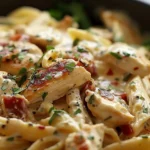 Creamy Chicken Tuscan Pasta: A Hearty Delight finished dish