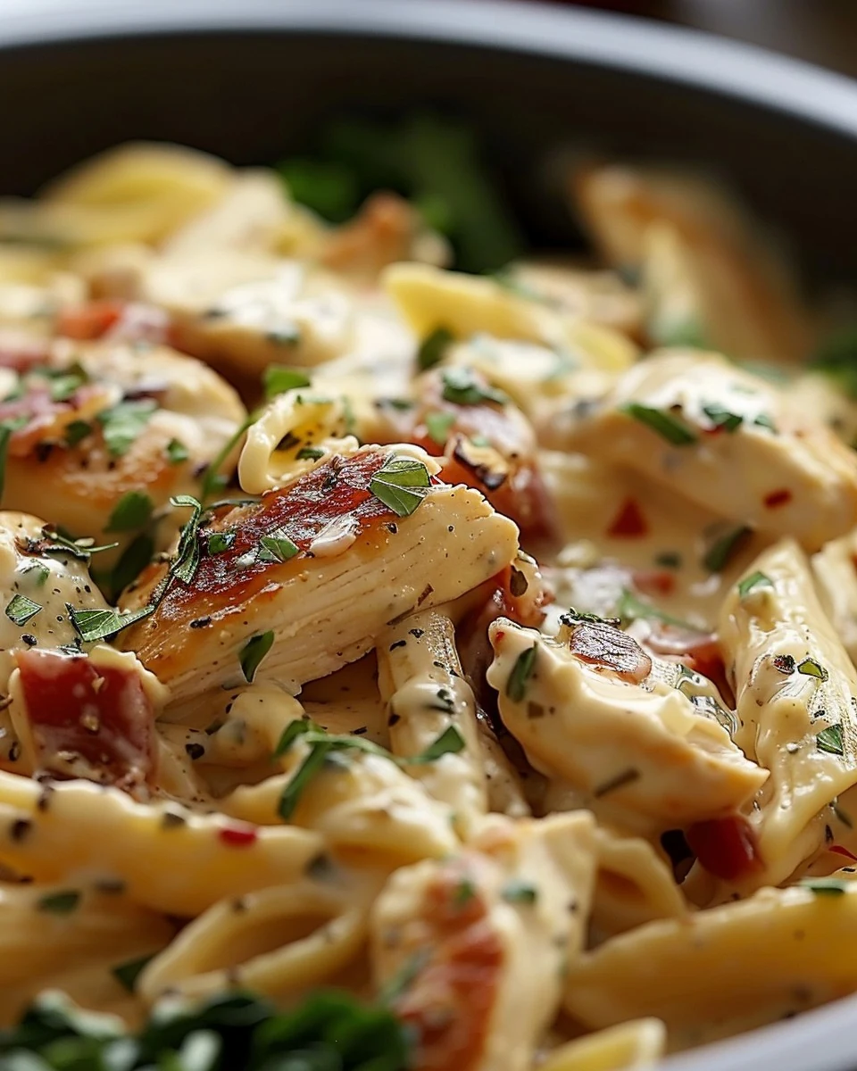 Creamy Chicken Tuscan Pasta: A Hearty Delight finished dish