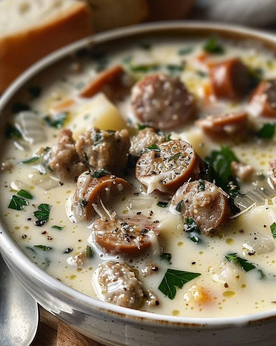Creamy Parmesan Italian Sausage Soup Recipe to Savor finished dish