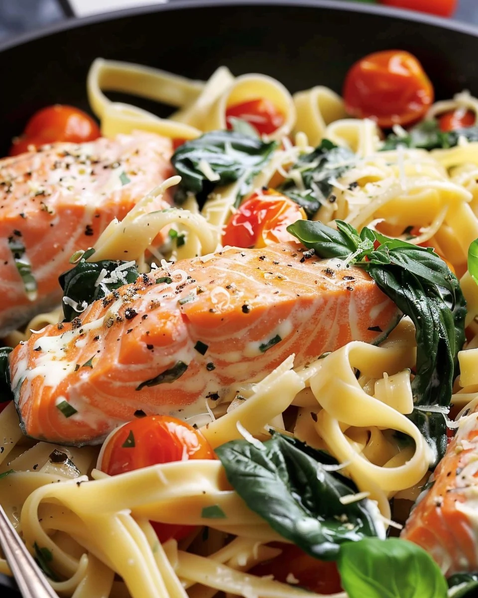 Creamy Salmon Pasta Recipe for a Quick Dinner finished dish