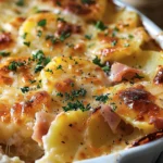 Creamy Scalloped Potatoes and Ham Recipe finished dish
