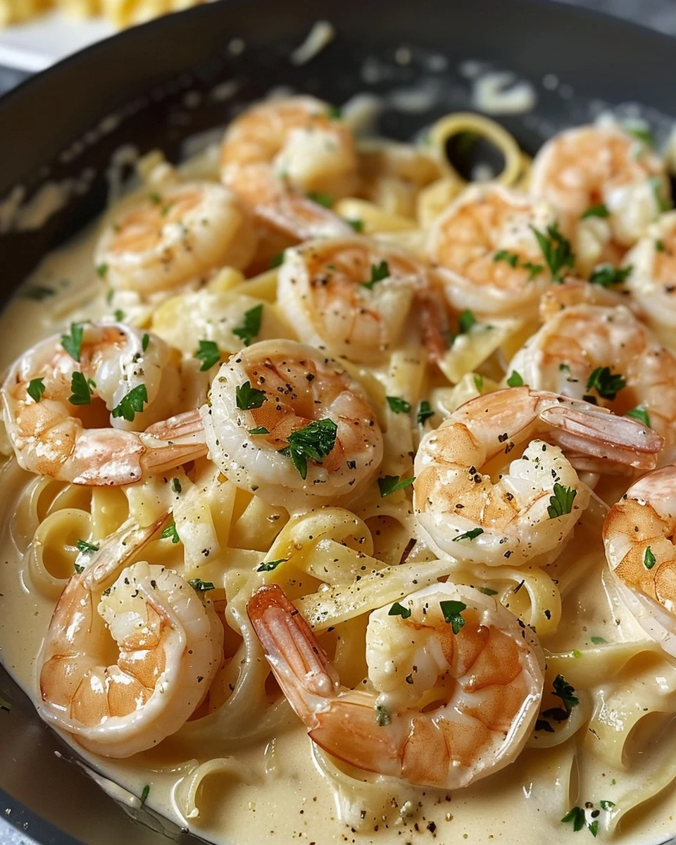 Creamy Shrimp Alfredo Pasta Recipe You'll Love finished dish