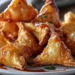 Crispy Air Fryer Caramel Apple Wontons Recipe finished dish