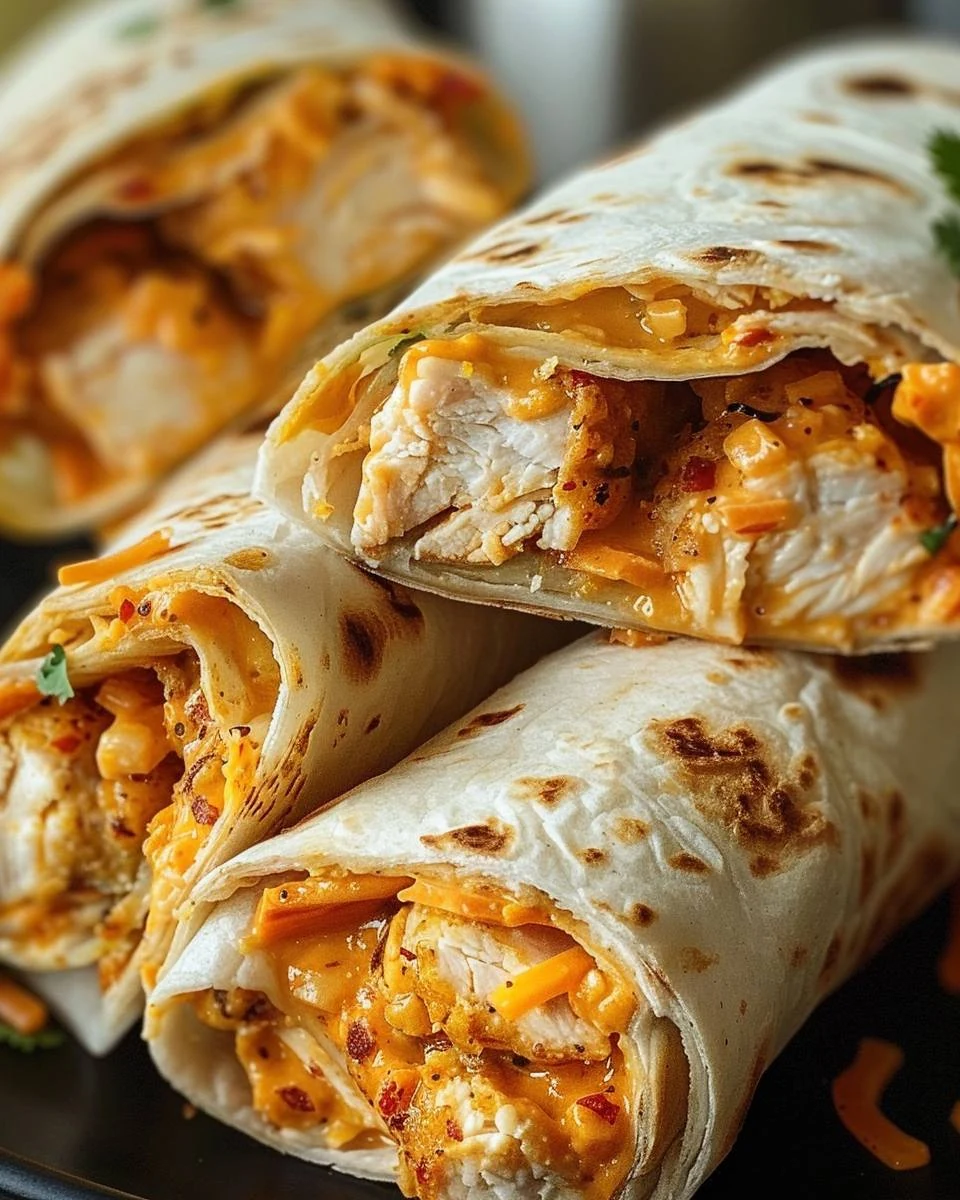 Crispy Air Fryer Hot Chicken and Cheese Wraps Recipe finished dish