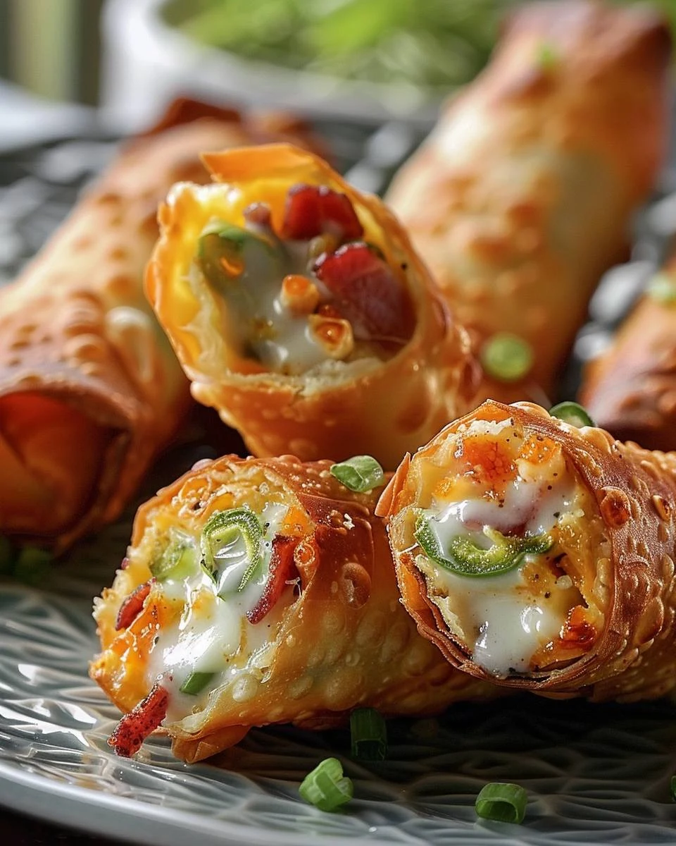 Crispy Bacon Jalapeño Popper Eggrolls Recipe finished dish