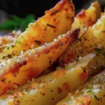 Crispy Baked Garlic Parmesan Potato Wedges Recipe finished dish