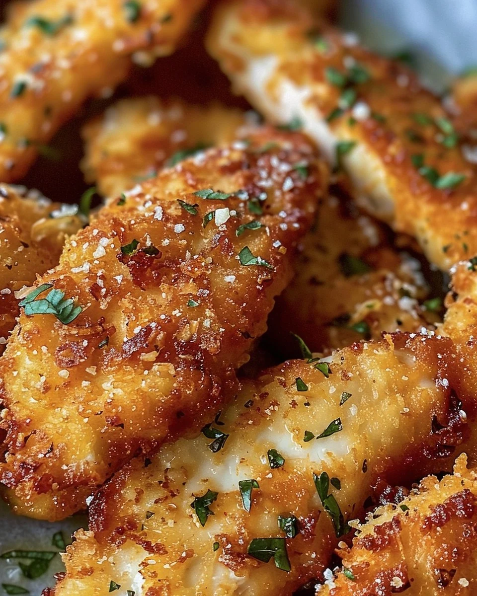 Crispy Garlic Parmesan Chicken Tenders Recipe finished dish