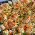 Crispy Garlic Prawn Rice Bake: A Flavorful Delight finished dish