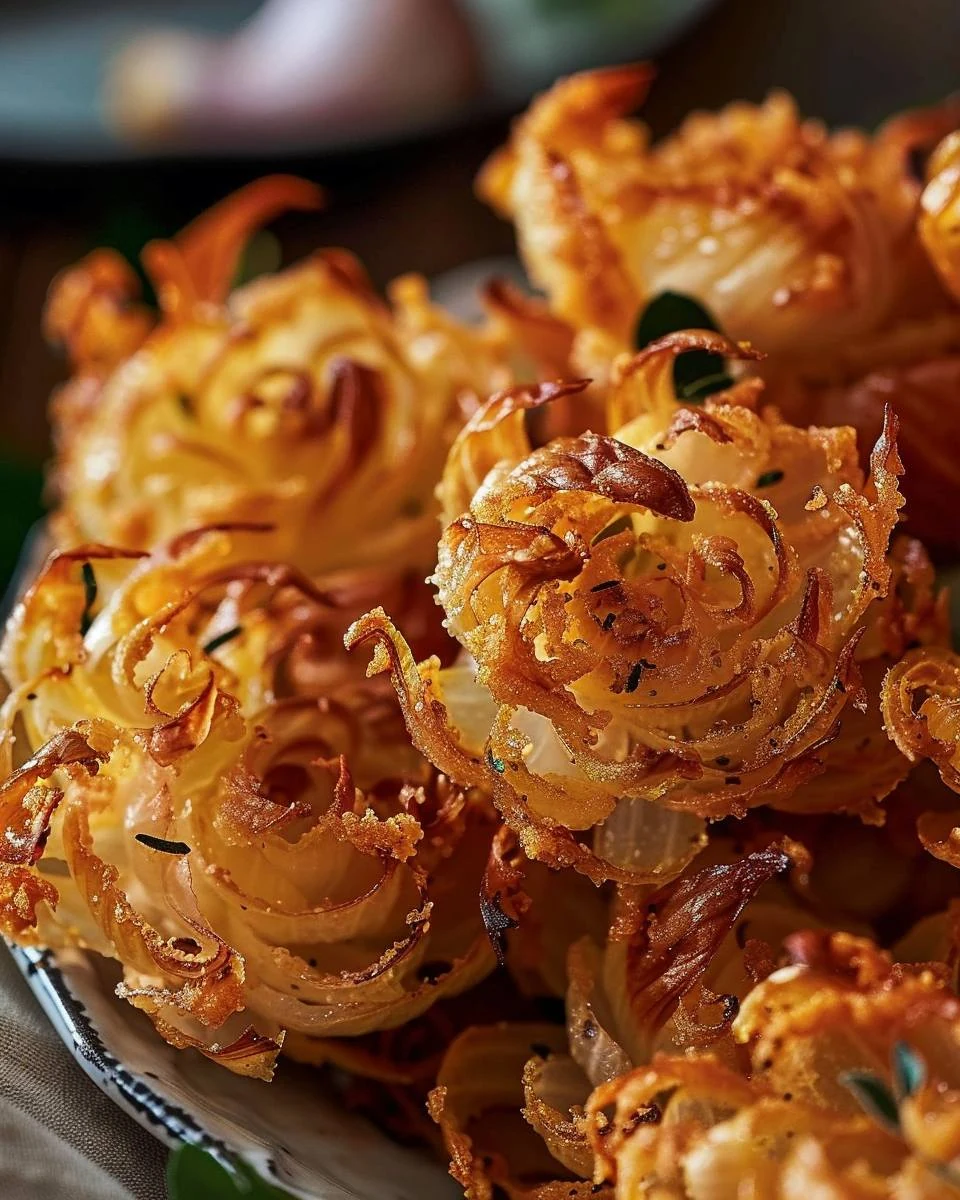 Crispy Mini Blooming Onions in Air Fryer Recipe finished dish