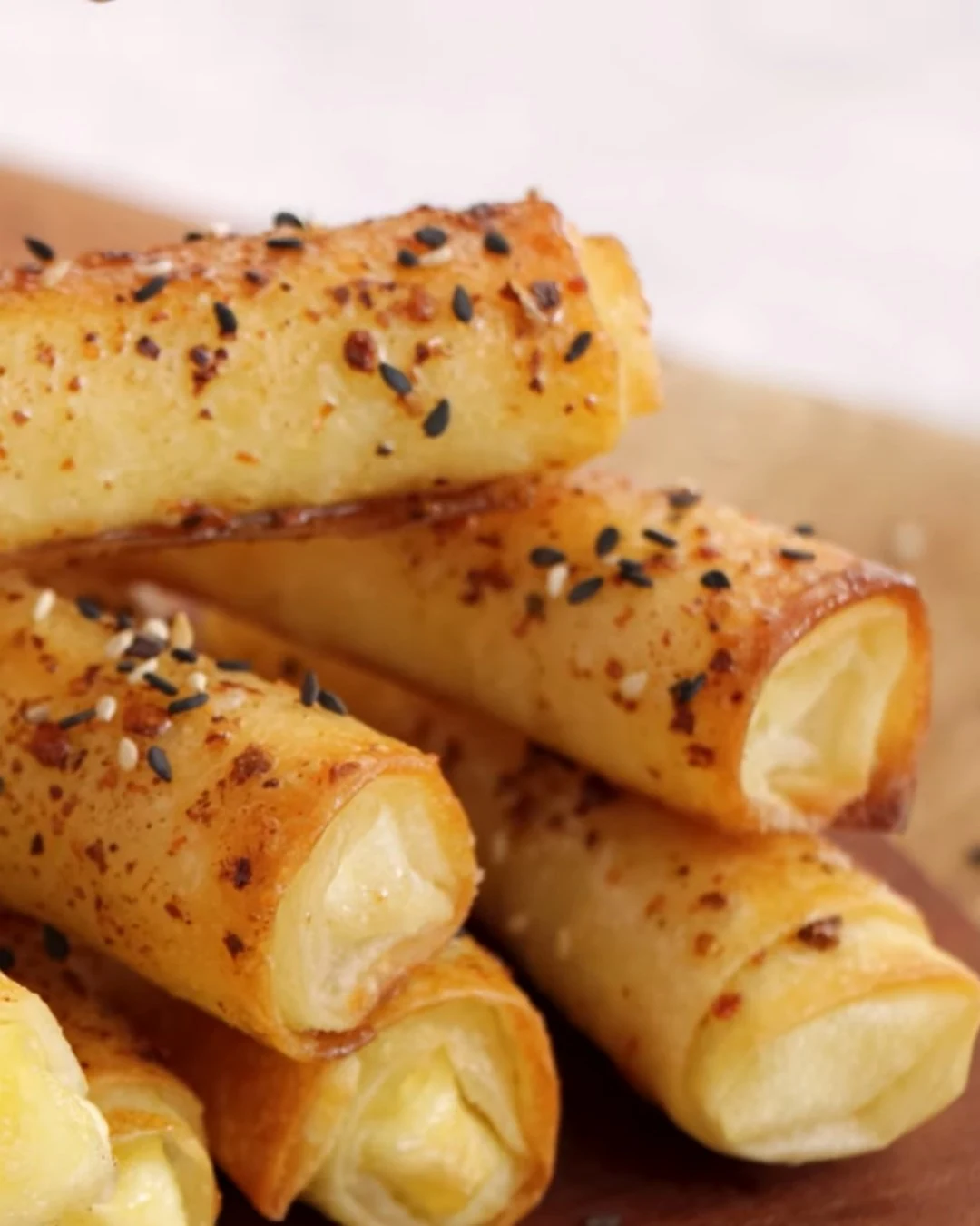 Crispy Oven Fried Feta Rolls with Chili Honey Recipe finished dish