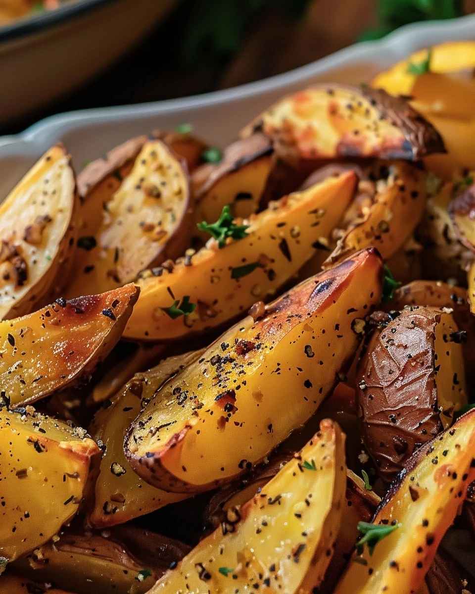 Crispy Roasted Greek Potato Wedges Greek Fries Recipe finished dish