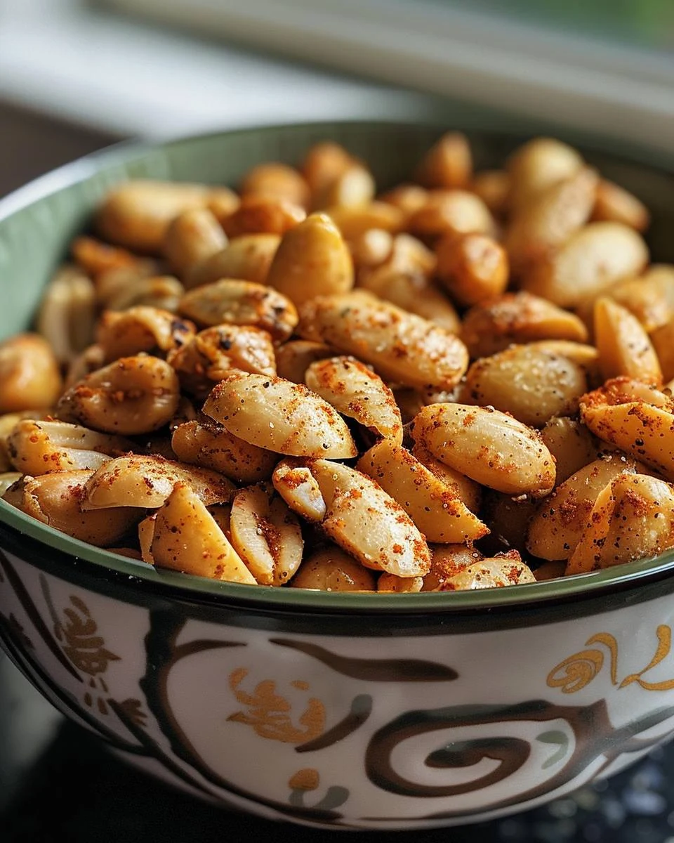 Crunchy Air Fryer Spicy Roasted Peanuts Recipe finished dish