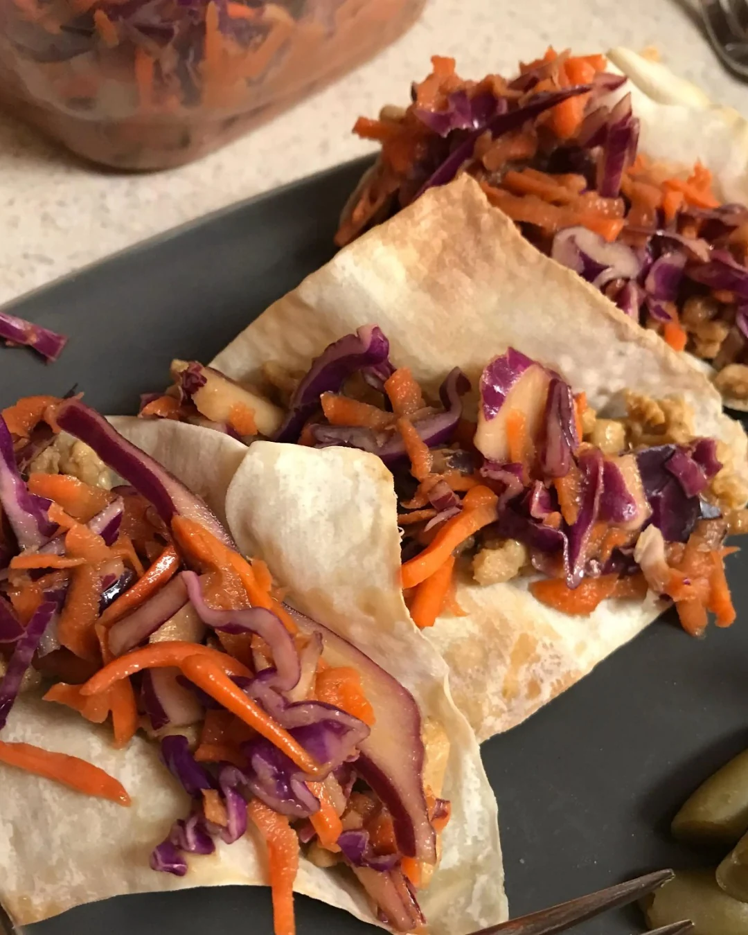 Crunchy Crispy Chicken Wonton Tacos Recipe finished dish