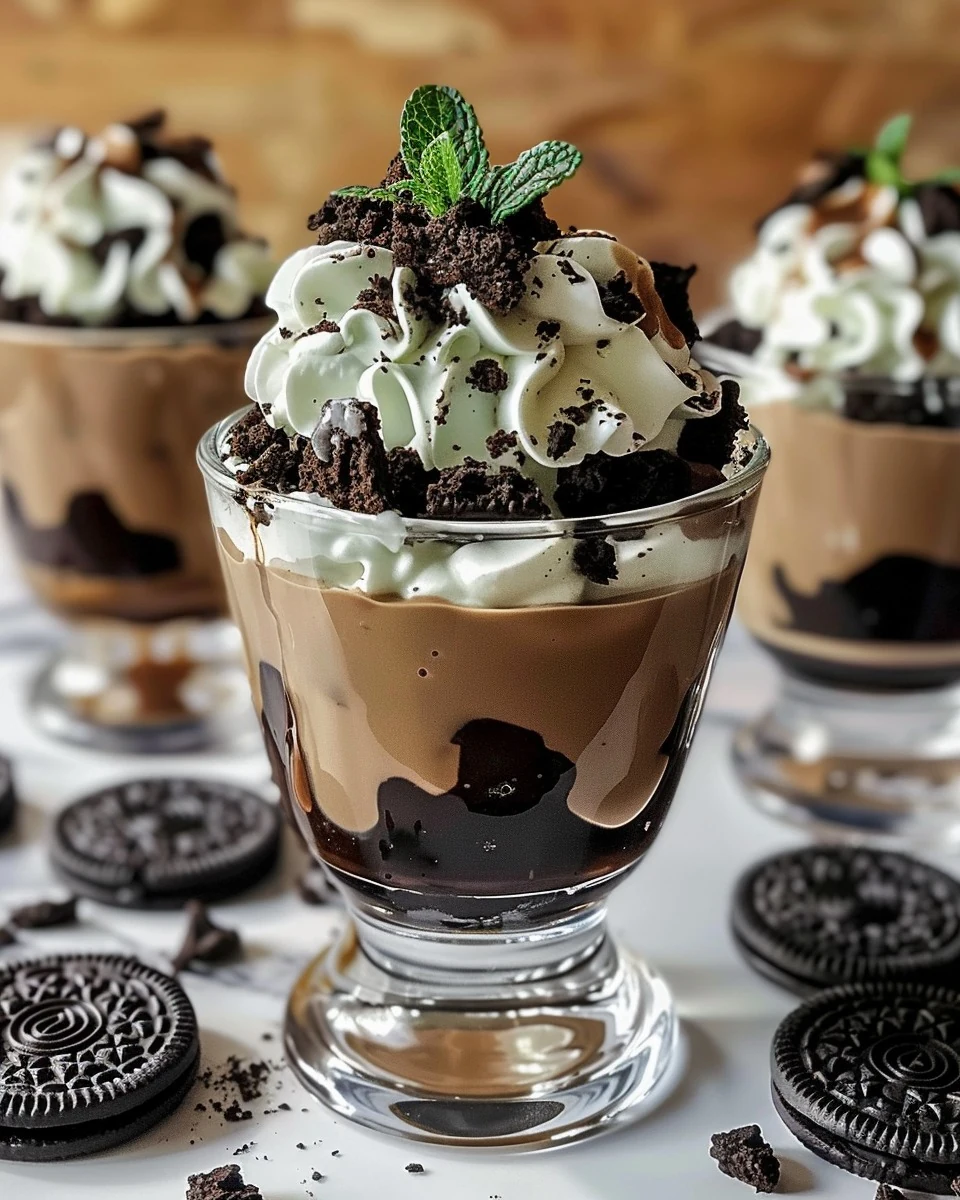 Decadent Baileys Chocolate Mint Pudding Parfaits Recipe finished dish