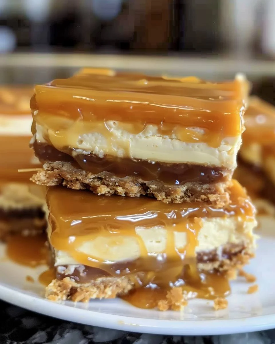Decadent Caramel Cheesecake Bars Recipe to Try finished dish