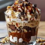 Decadent Caramel Cheesecake Brownie Trifle Recipe finished dish