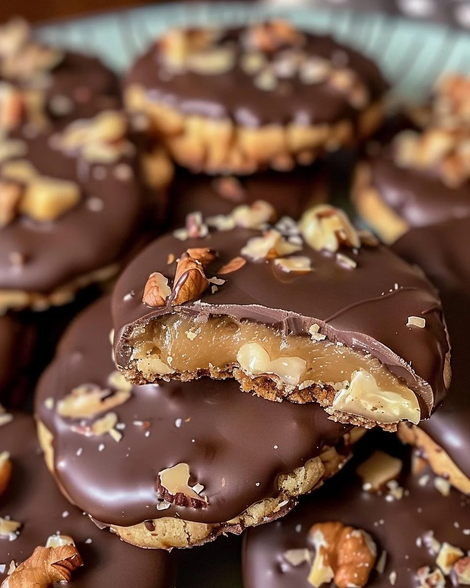 Decadent Chocolate-Covered Nutty Caramel Cookies Recipe finished dish