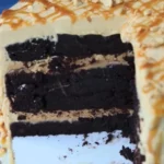 Decadent Chocolate Peanut Butter Salted Caramel Toffee Cake finished dish
