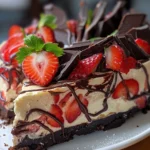 Decadent Chocolate Strawberry Swirl Cheesecake Recipe finished dish