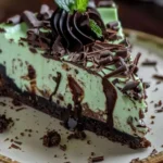 Decadent Rich and Creamy Mint Chocolate Cheesecake Recipe finished dish