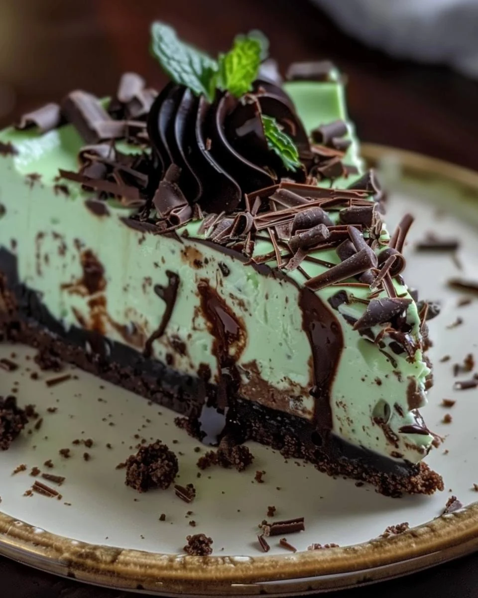 Decadent Rich and Creamy Mint Chocolate Cheesecake Recipe finished dish