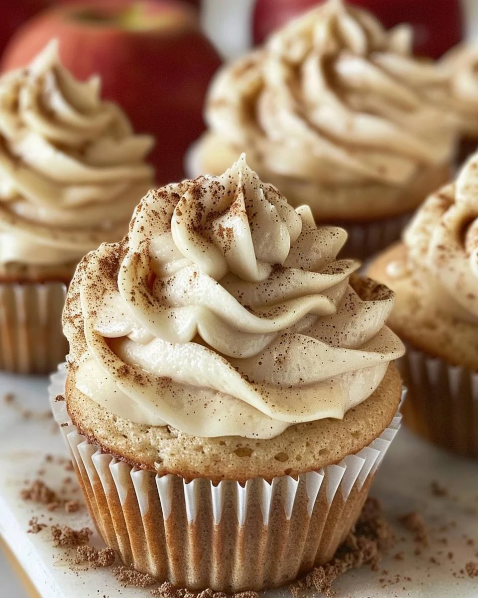Delicious Apple Cider Cupcakes with Brown Sugar Buttercream finished dish