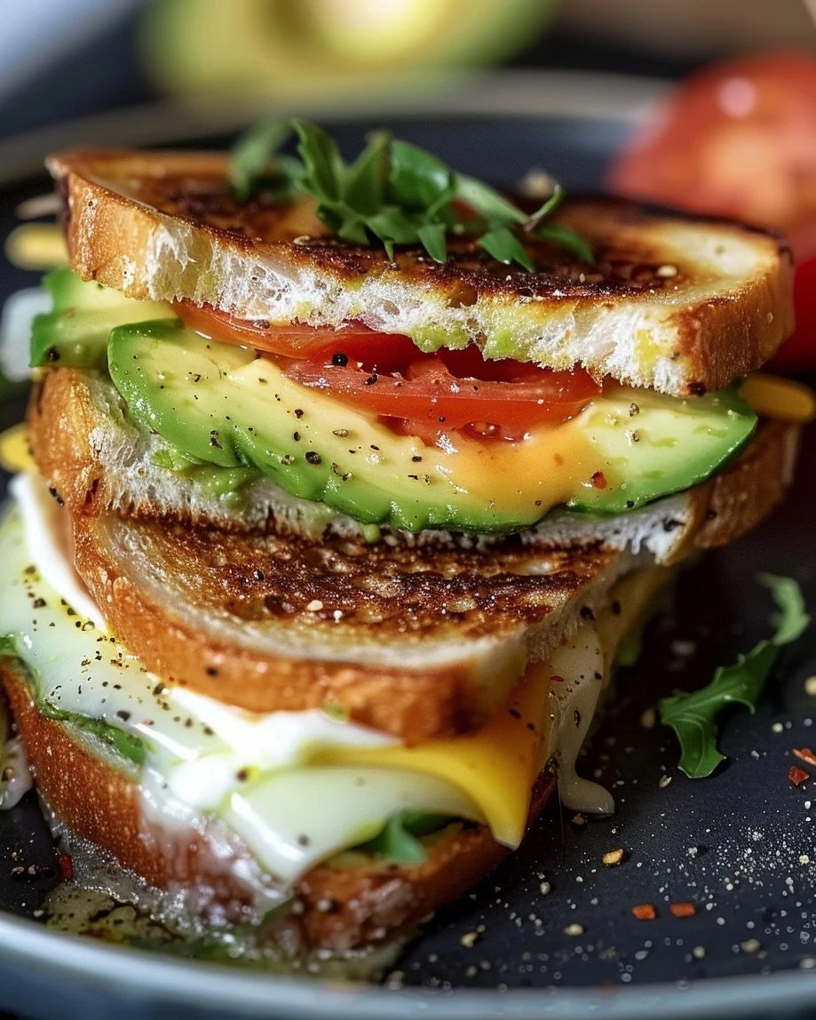 Delicious Avocado Mozzarella and Tomato Grilled Cheese Recipe