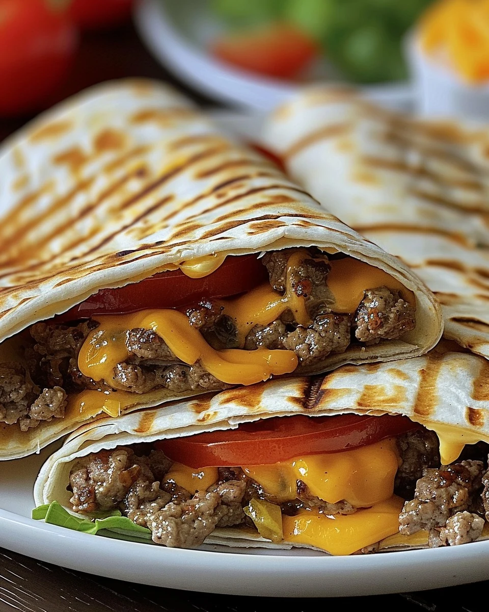 Delicious Backyard Burger Bliss Grilled Cheeseburger Wraps Recipe finished dish