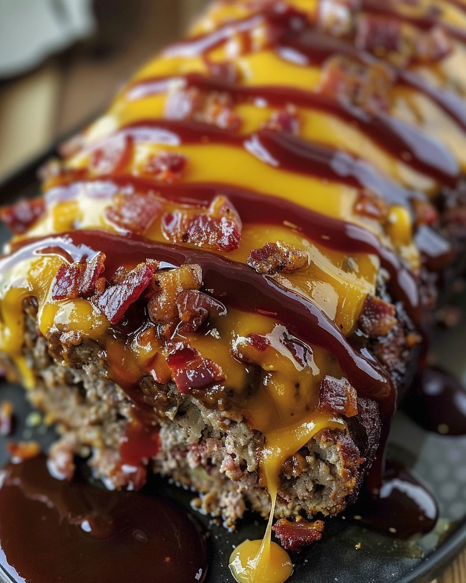 Delicious Bacon Cheeseburger Meatloaf Recipe finished dish
