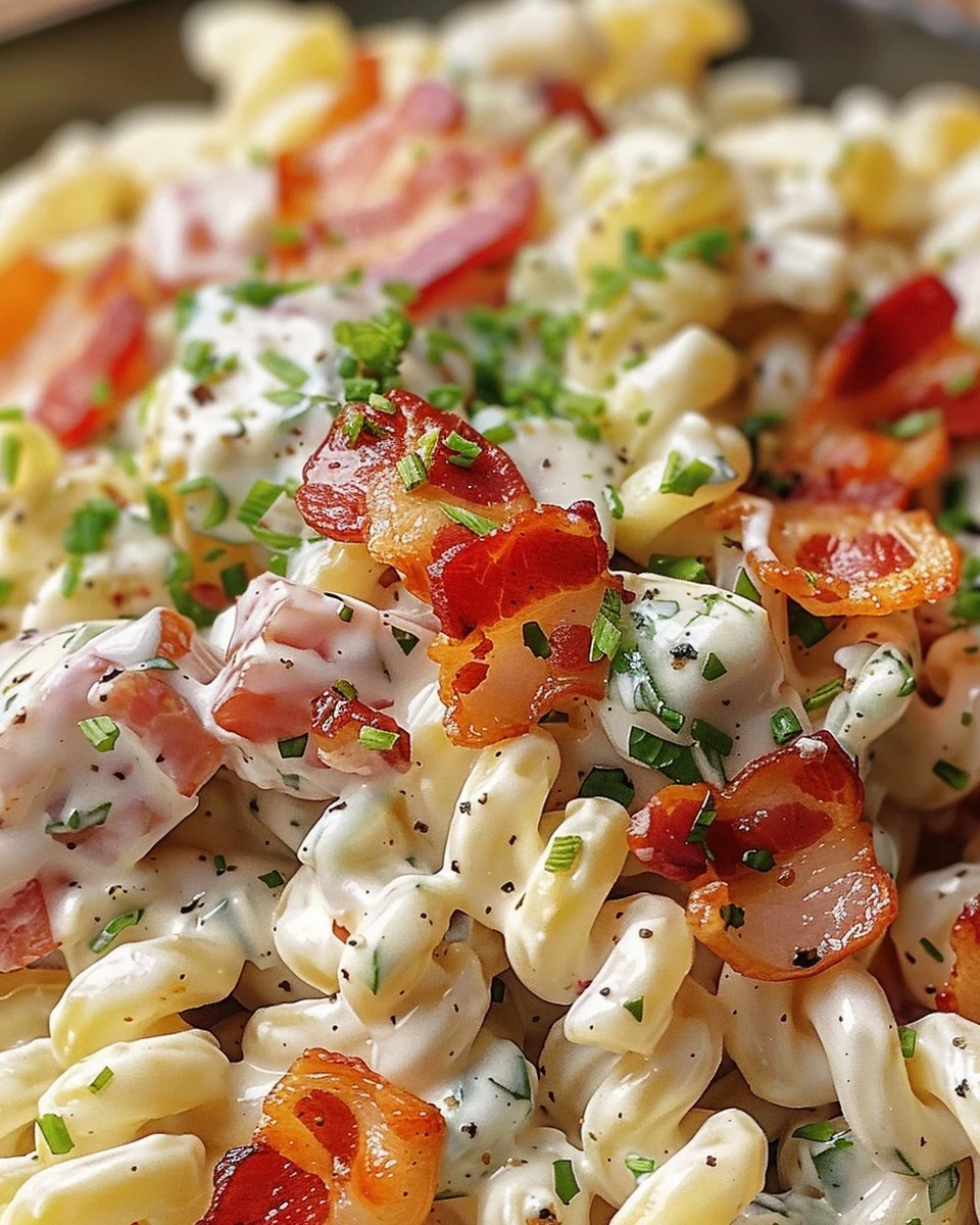 Delicious Bacon Ranch Pasta Salad Recipe You’ll Love finished dish