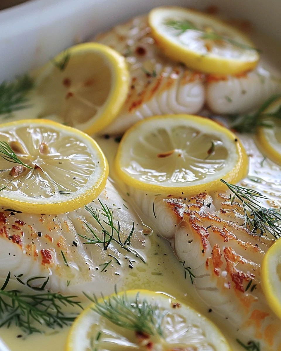 Baked Fish with Lemon Cream Sauce