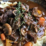 Delicious Balsamic Beef Stew with Veggie Mash Recipe finished dish