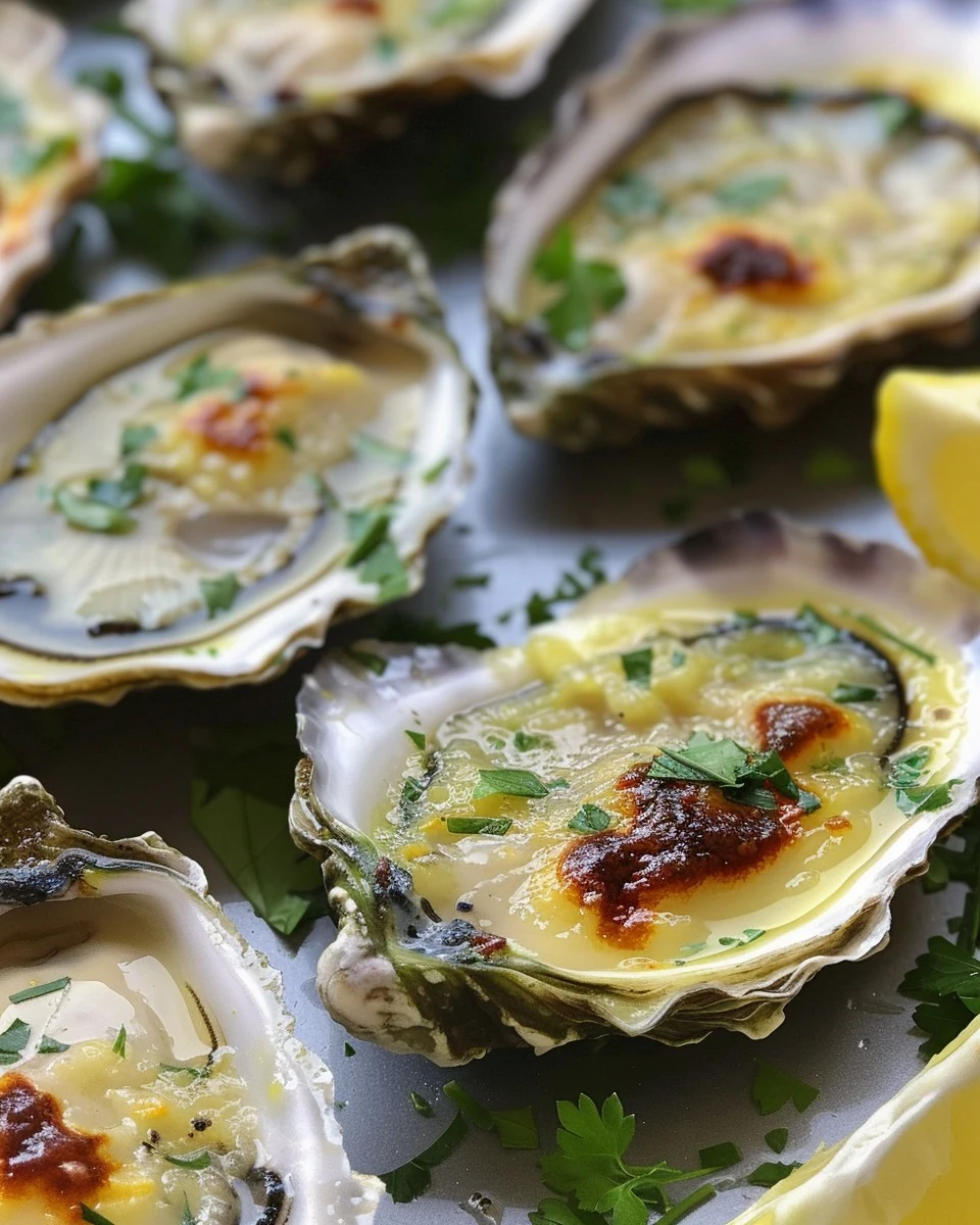 Basil Butter Broiled Oysters