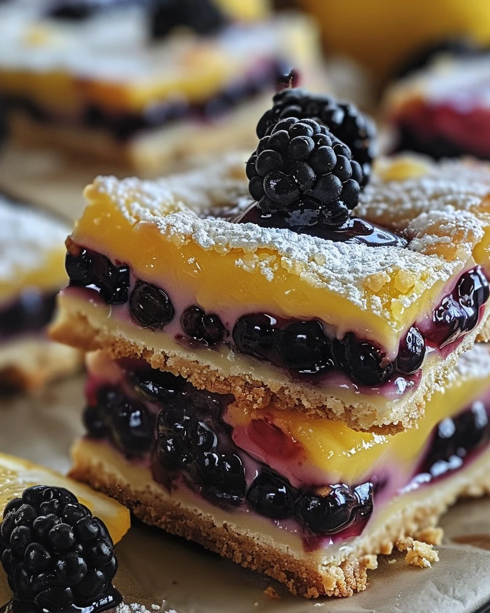 Delicious Blackberry Lemon Curd Bars Recipe finished dish