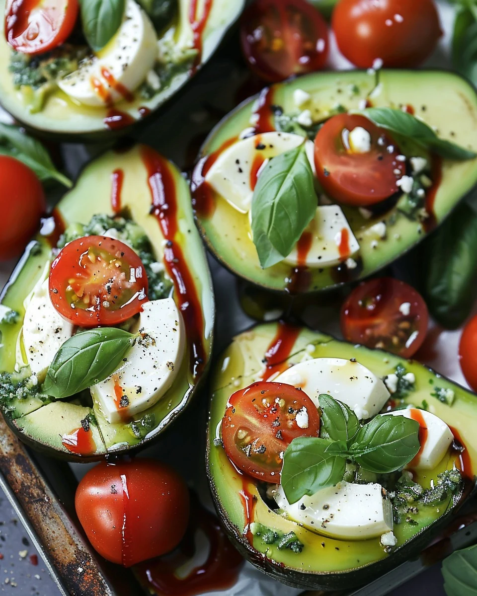 Delicious Caprese Stuffed Avocados Recipe finished dish