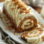 Delicious Carrot Cake Roll with Cream Cheese Filling finished dish