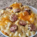 Delicious Cheese Potato and Smoked Sausage Casserole Recipe finished dish