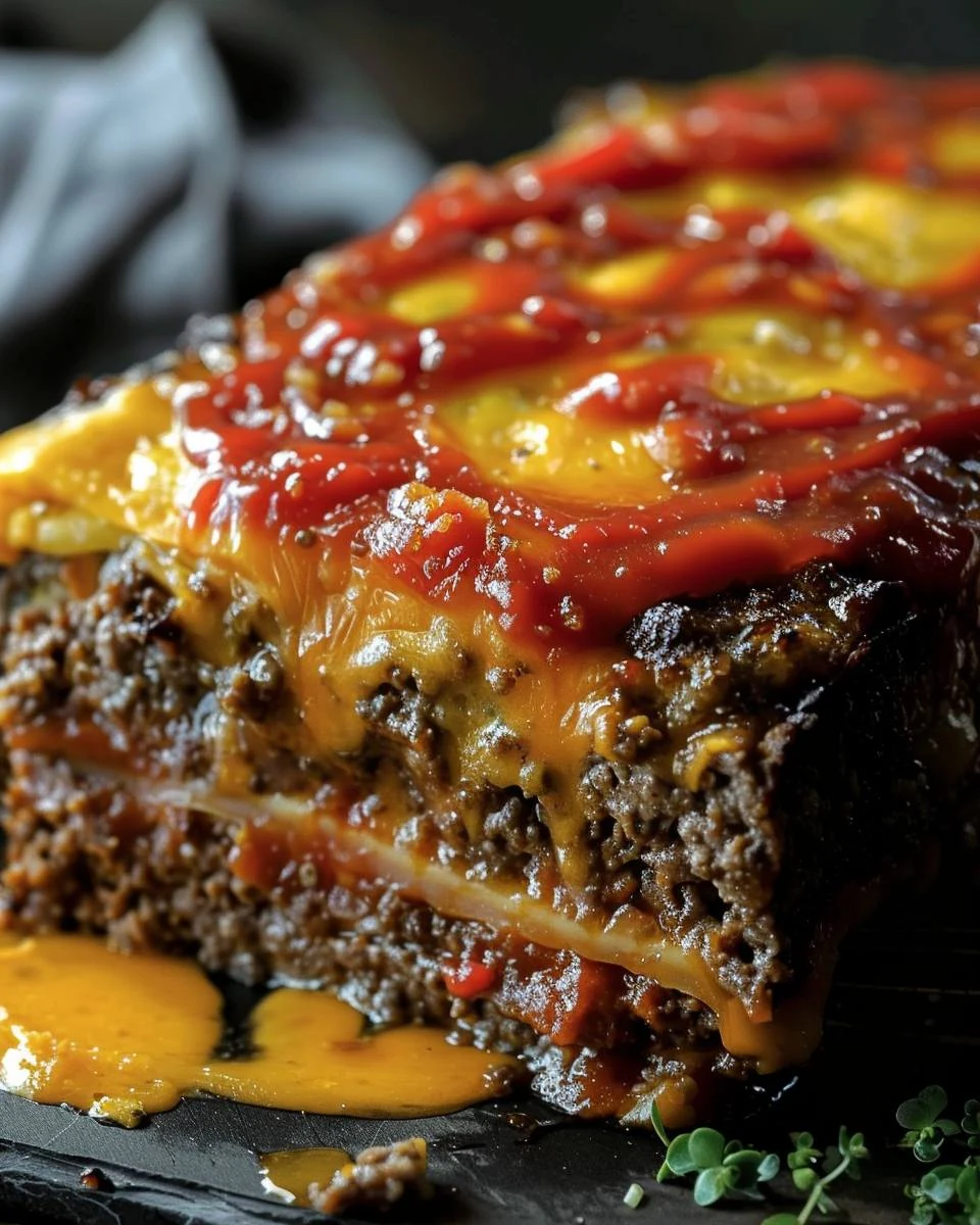 Delicious Cheeseburger Meatloaf Recipe for Family Dinner finished dish