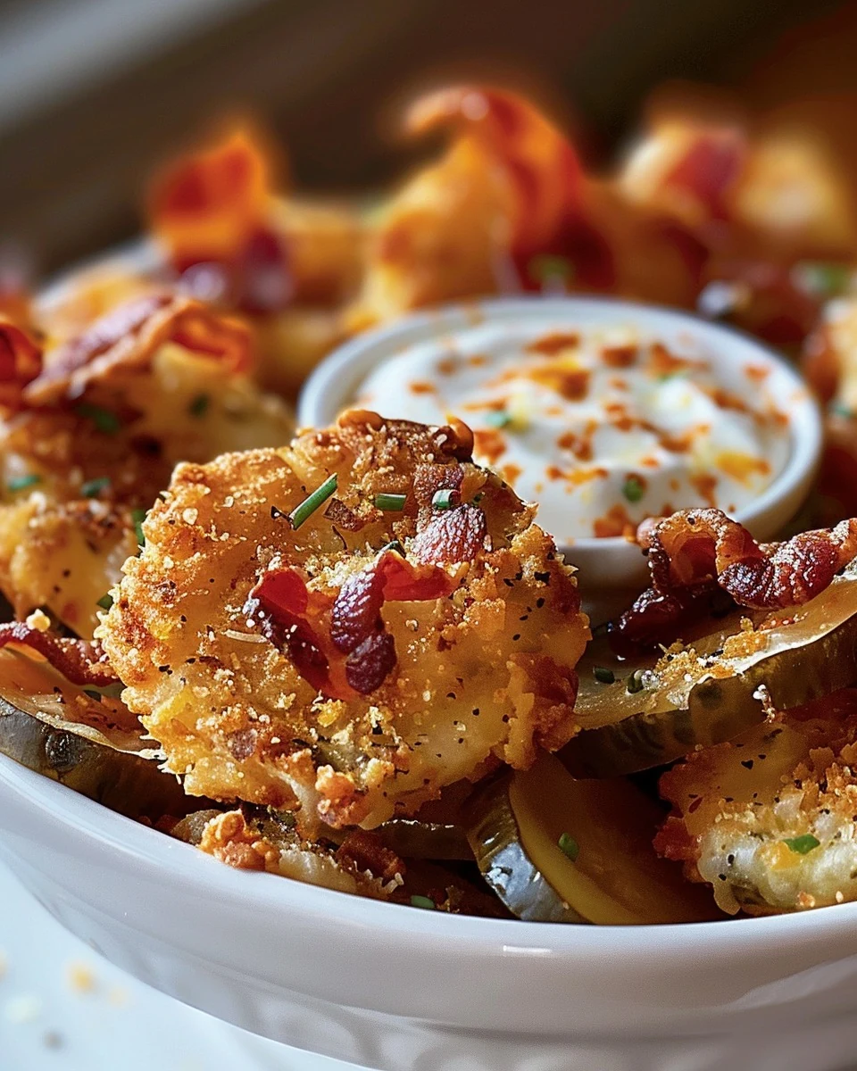 Delicious Cheesy Bacon Fried Pickles Recipe finished dish