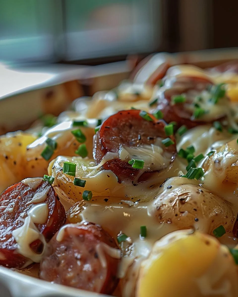 Delicious Cheesy Ranch Potatoes and Smoked Sausage Recipe finished dish