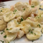 Delicious Cheesy Shrimp Tortellini Alfredo Skillet Recipe finished dish