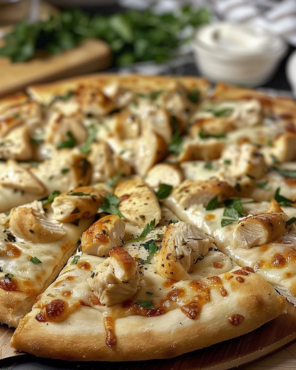 Delicious Chicken Alfredo Pizza Recipe You’ll Love finished dish
