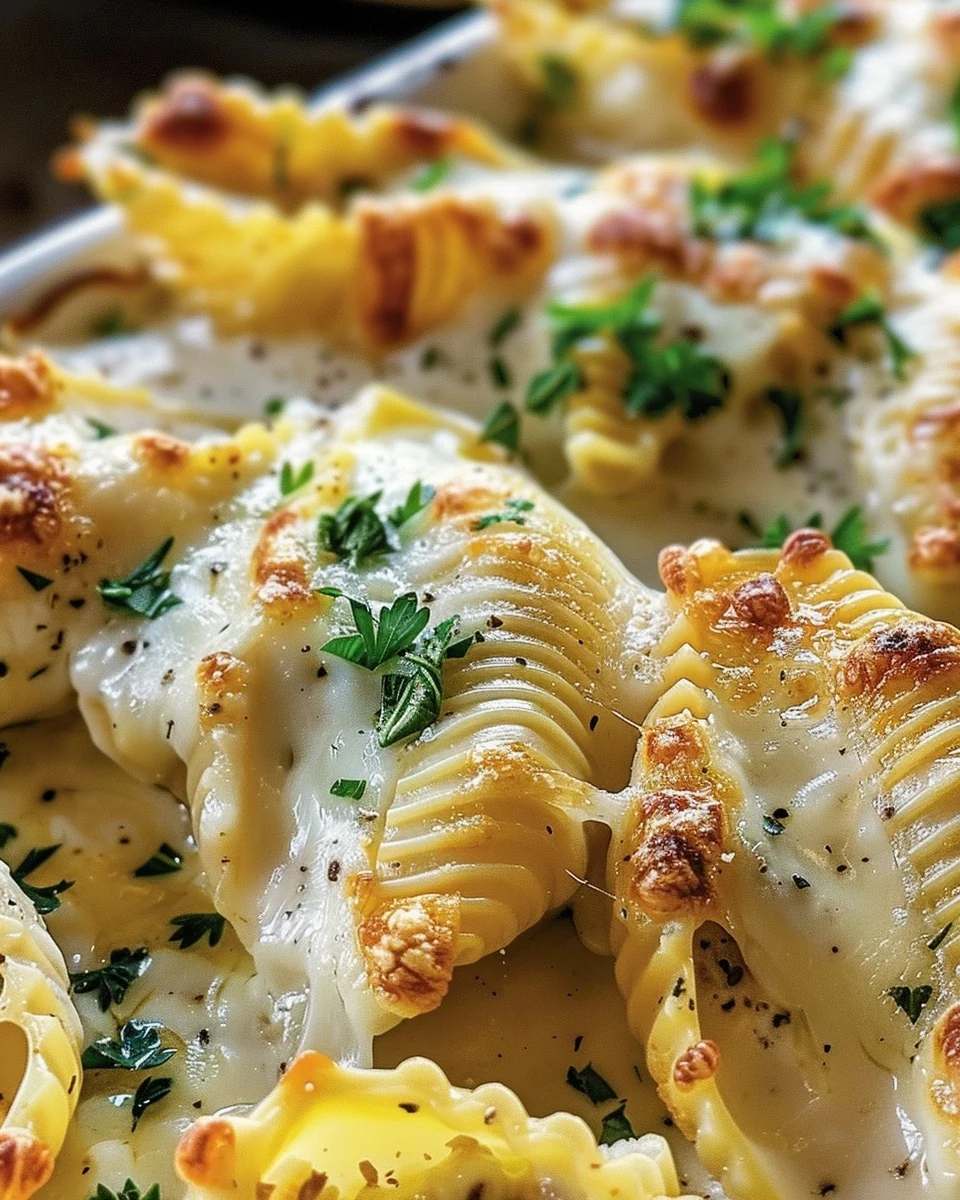 Delicious Chicken Alfredo Stuffed Shells Recipe finished dish