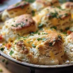Delicious Chicken Cobbler with Cheddar Bay Biscuit Top finished dish